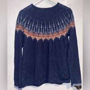 Royal Robbins Navy and Orange Patterned Sweatshirt